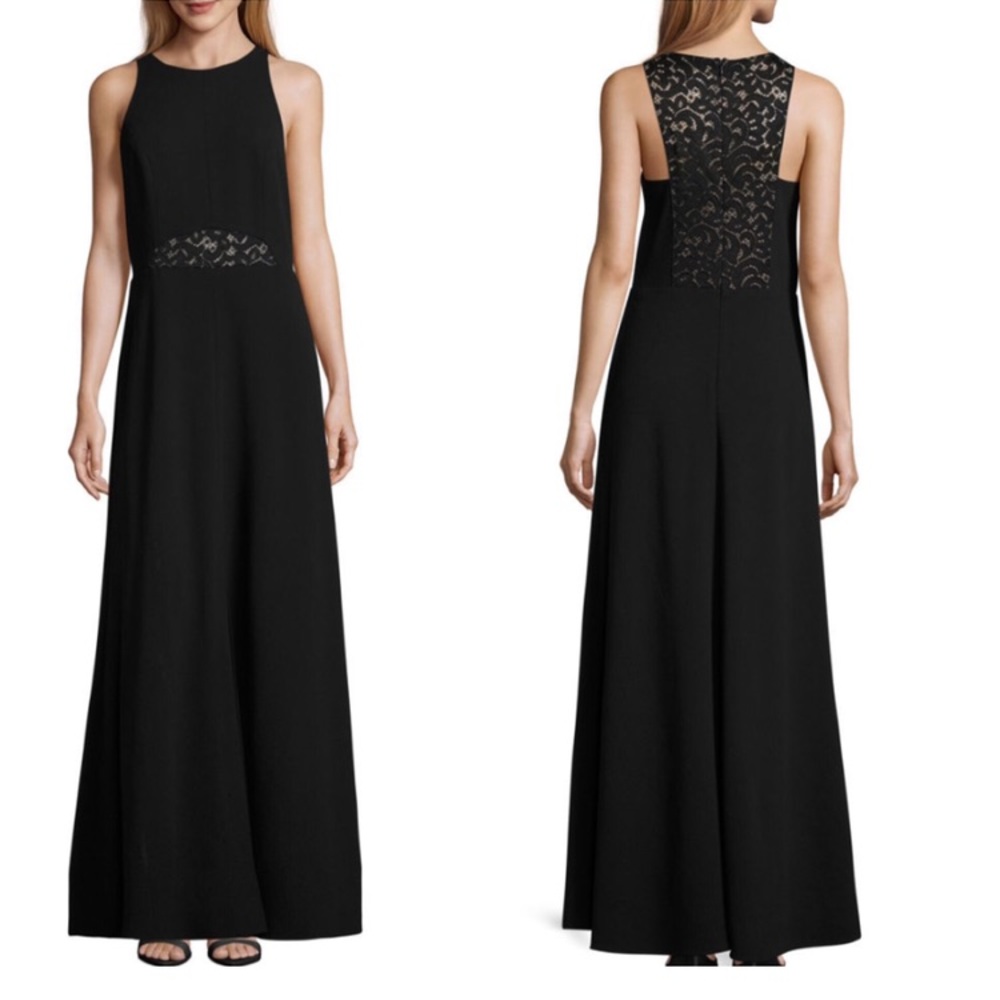Scarlett black gown with lace (lined) cutouts, 12